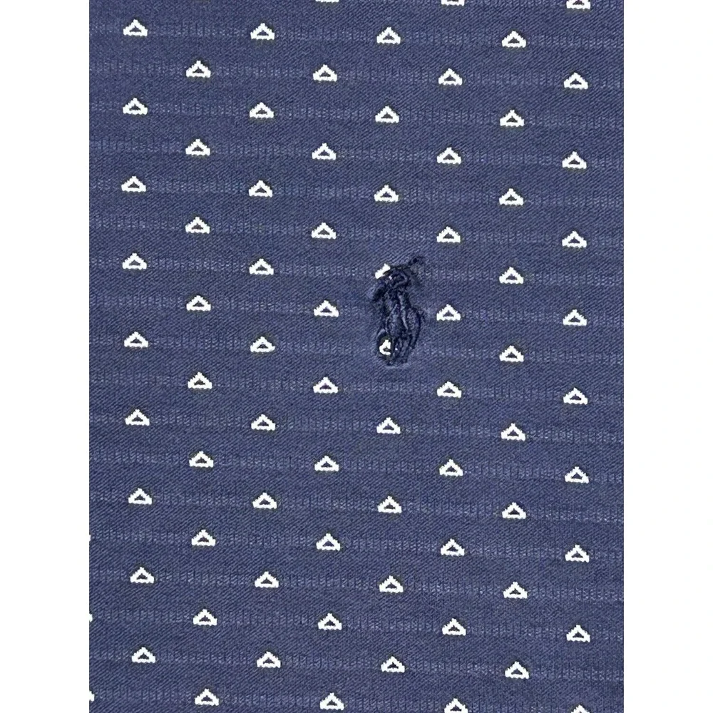 Polo Golf Ralph Lauren Shirt Mens Large Navy Blue Geometric Triangle Pima Cotton